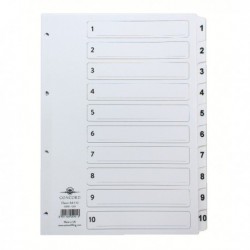 Concord Index 1-10 Board Clear Tabs A4