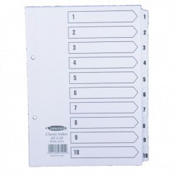 Concord A5 Index 1-10 Board Clear Tabs