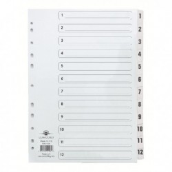 Concord Index 1-12 Board Clear Tabs A4