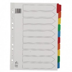 A4 Mylar 10-Part Wht/Col Tab Dividers