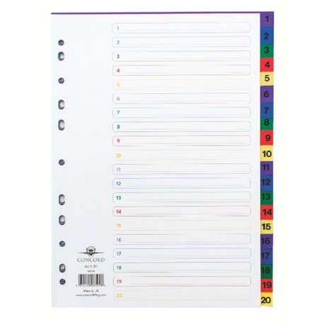 Concord 1-20 Index Multicolour A4