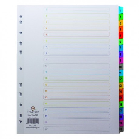 Concord Index 1-20 A4 Ex Wide Multi Tab