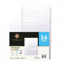 Concord A-Z Divider Unpunched A4 Wht P5