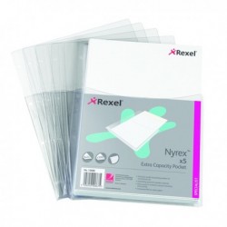 Rexel Extra Capacity Pocket A4 Clear Pk5