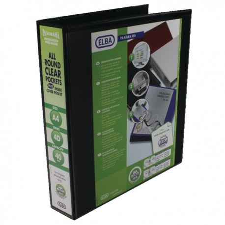 Elba Panorama 4D Ring Binder A4 Blk P6