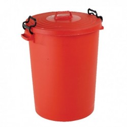Red Light Duty Dustbin and Lid 110Ltr
