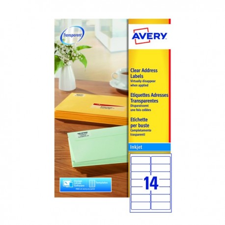 Avery J8563-25 Inkjet Labels Clear Pk350