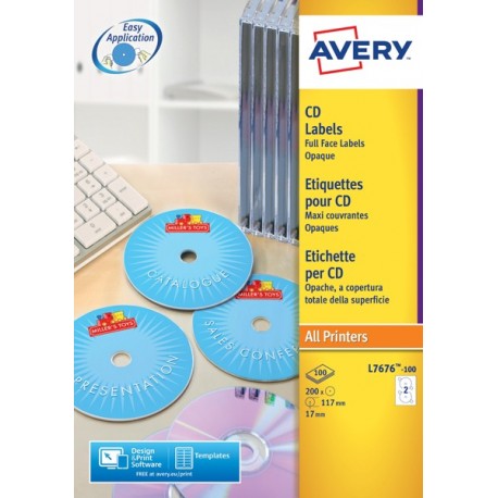 Avery CD DVD Laser Labels Face Pk50