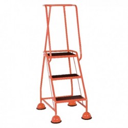 Red 3 Tread Metal Rubber Steps 125kg Max