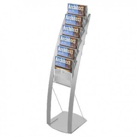 Deflecto 6 Pocket Floor Stand Silver