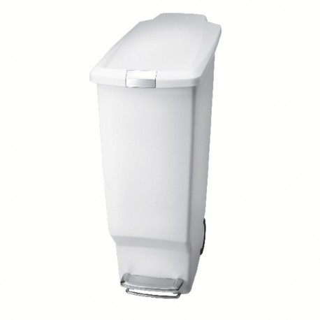 White Slim Plastic Pedal Bin 40L