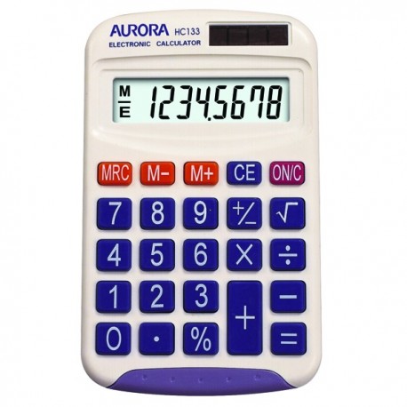 Aurora Wht 8-digit Hand Calculator HC133