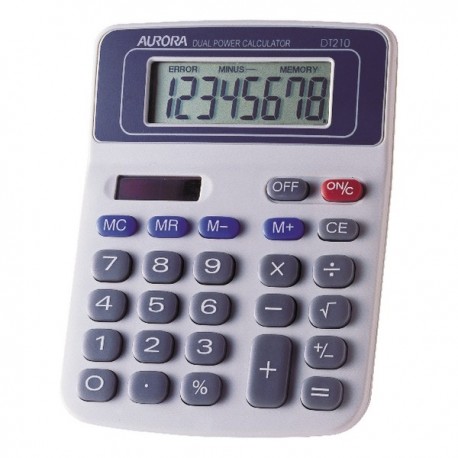 Aurora Wht/Blu 8-digit Calculator DT210