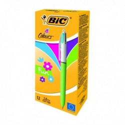 Bic 4 Colours Fashion Ball Pen Astd Pk12