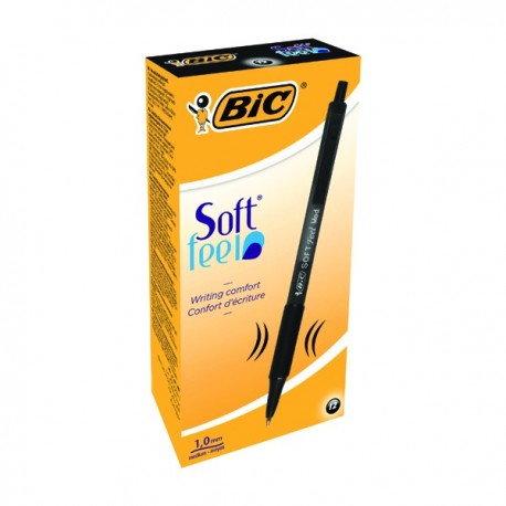 Bic Soft Feel Black Rtrct Ball Pen Pk12