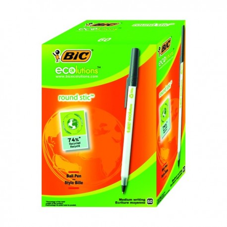 Bic Ecolutions Ball Pen Med Blk Pk60