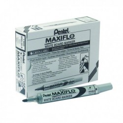 Pentel Maxiflo Whitebrd Marker Blk Pk12
