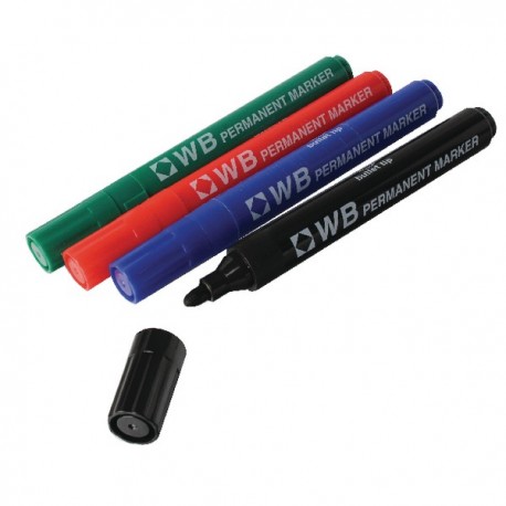 Bullet Tip Assorted Permanent Marker Pk4