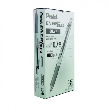 Pentel EnerGel Xm Retrct Pen Black Pk12