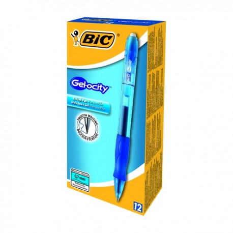 Bic Gelocity Rtrct Gel Pen Med Blue Pk12