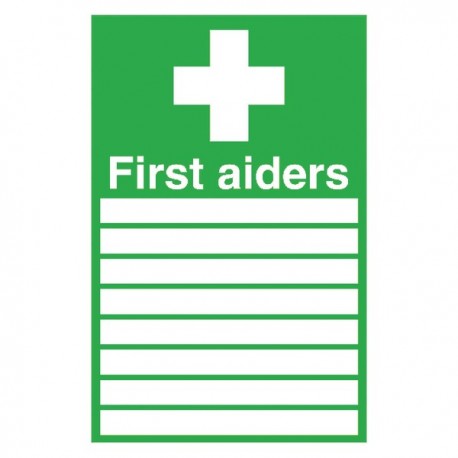 First Aiders 300x200mm Self-Adh Sign