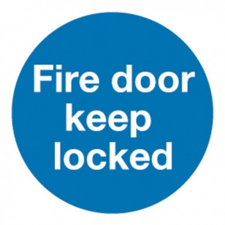 Fire Door Keep Locked 100mm Slf-Adh Sign