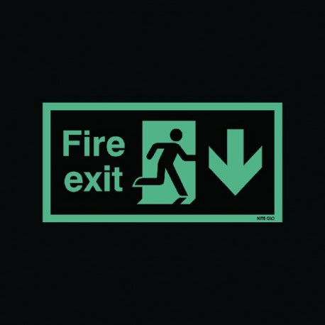 Fire Exit Man Arrow Down 150x450mm Sign