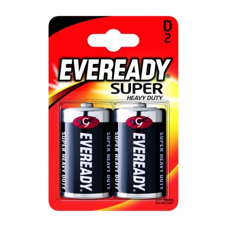 Eveready Super H/Duty Size D Battery Pk2