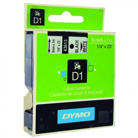Dymo Blk/Wht 1000/5000 Tape 6mmx7m 43613