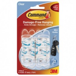 3M Command Mini Clear Hooks/Clear Strips