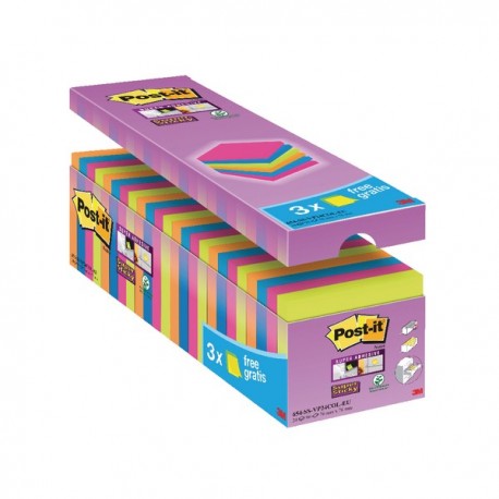 Post-it S/Sticky 76x76mm Assorted Pk24