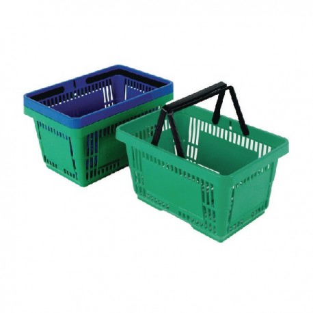 Green Plastic Shopping Basket Pk12