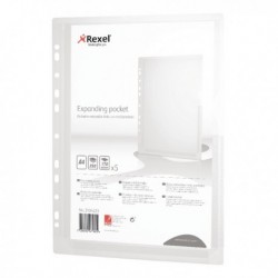 Rexel Expanding Punched Pockets A4 Pk5