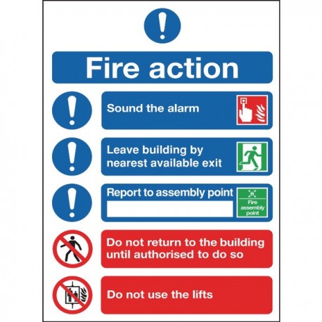 A4 PVC Fire Action Symbols Sign