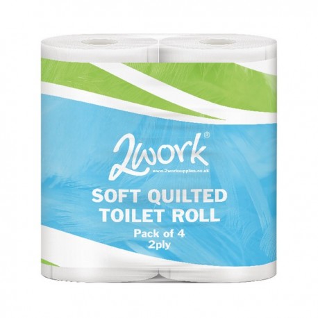 2Work Luxury Wht 2 Ply Quilt Toilet Roll