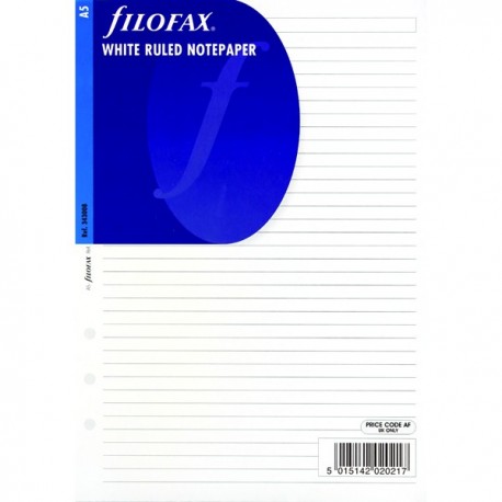 Filofax White A5 Ruled Paper Pk25